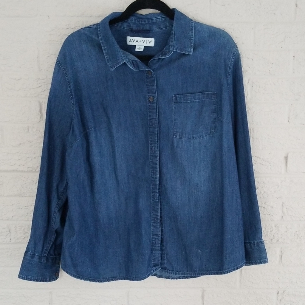 AVA & VIV Denim Top sz 1x - so cute!